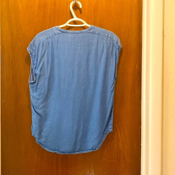 3/$15. Denim top with slit neck size M - Picture 2 of 4
